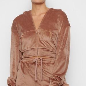 Skims brown velour tracksuit small sweatshirt hoodie sweatpants